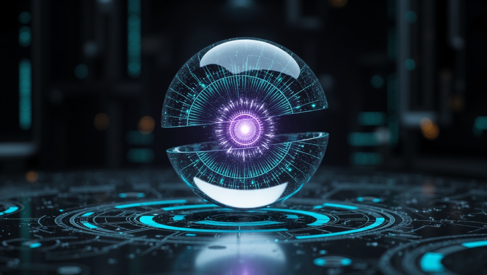 A glowing digital core representing Seotron's connected mission intelligence